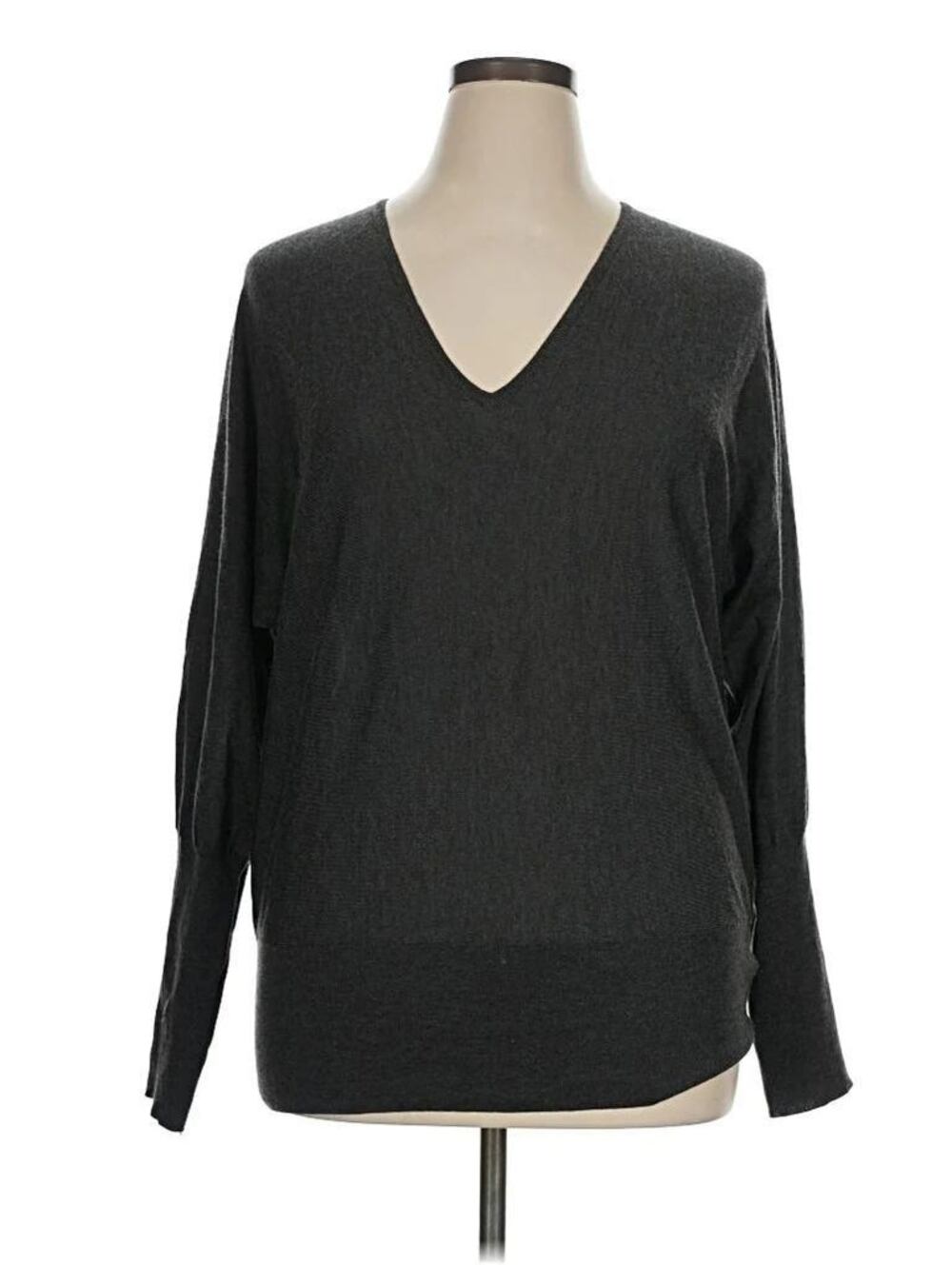 Ralph Lauren Black Label XL Gray Cashmere Silk Blend V-Neck Luxury Sweater